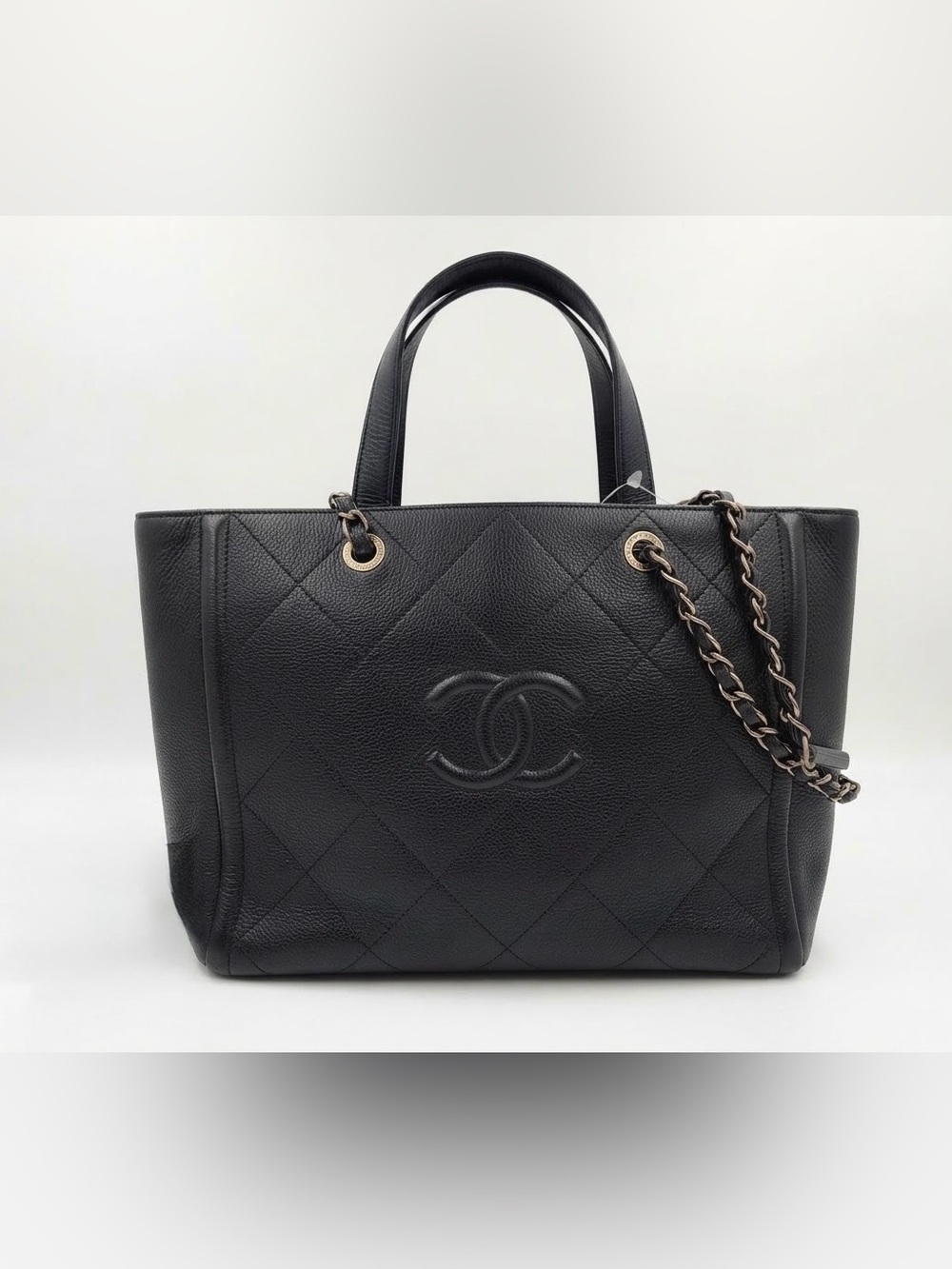 CHANEL Calfskin Matelassé Coco Mark 2-way Leather Tote Bag